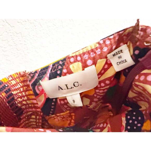 A.L.C. Adelle Tiered Printed Cotton Poplin Halterneck Maxi Dress Red Size 8 - Picture 7 of 7